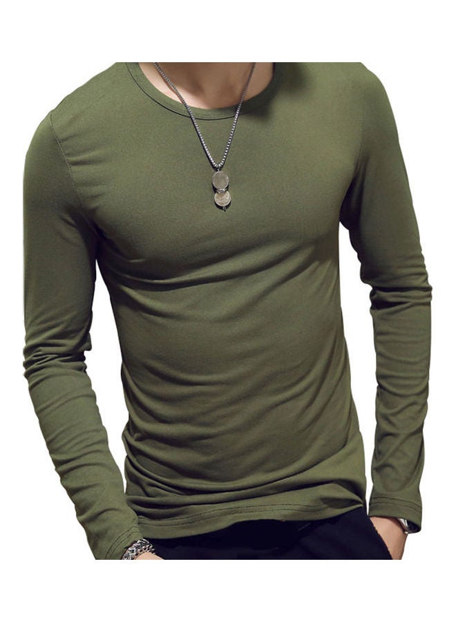 Solid Slim Fit T-shirt Army Green