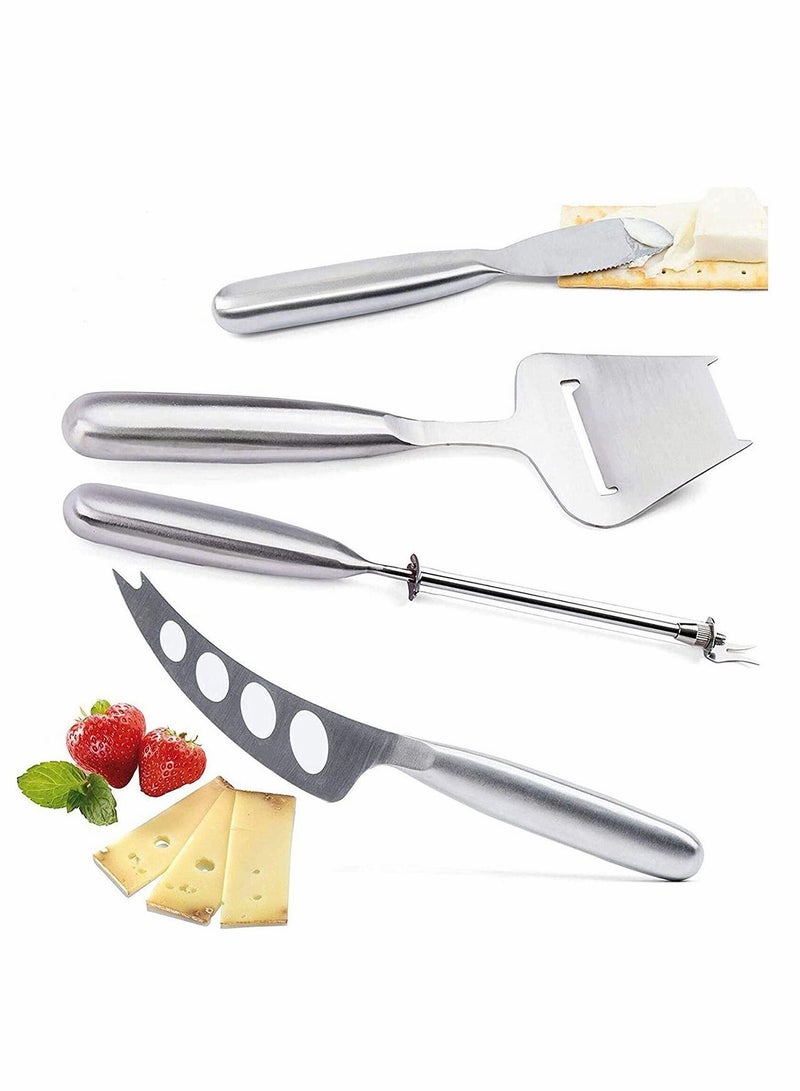 Cheese Knife Set with Handle Steel Stainless Include Wire Cutter, Spreader, Slicer and 4 Holes Knife…