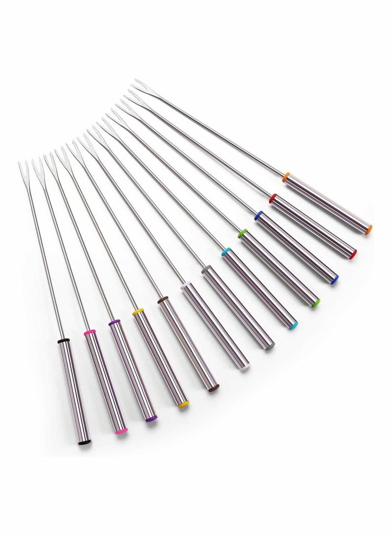 Marshmallow Roasting Sticks Stainless Steel Fondue Forks with Heat Resistant Handle for Chocolate Fountain Cheese Set of 12