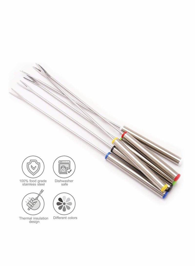 Marshmallow Roasting Sticks Stainless Steel Fondue Forks with Heat Resistant Handle for Chocolate Fountain Cheese Set of 12