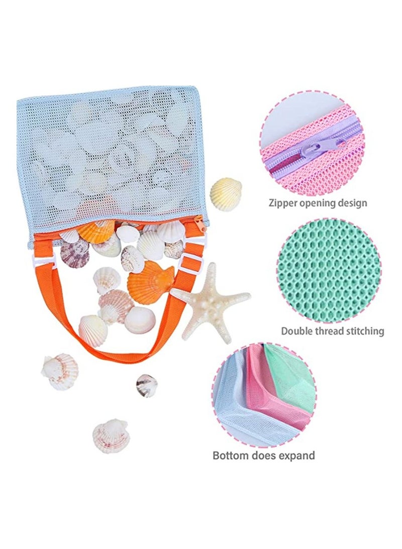 Toy Mesh Bag, Kids Shell Collecting Bag Beach Sand Totes for Holding Shells Toys Swimming Accessories Boys and Girls, Only Bags A Set of 3