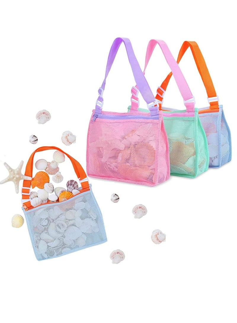 Toy Mesh Bag, Kids Shell Collecting Bag Beach Sand Totes for Holding Shells Toys Swimming Accessories Boys and Girls, Only Bags A Set of 3