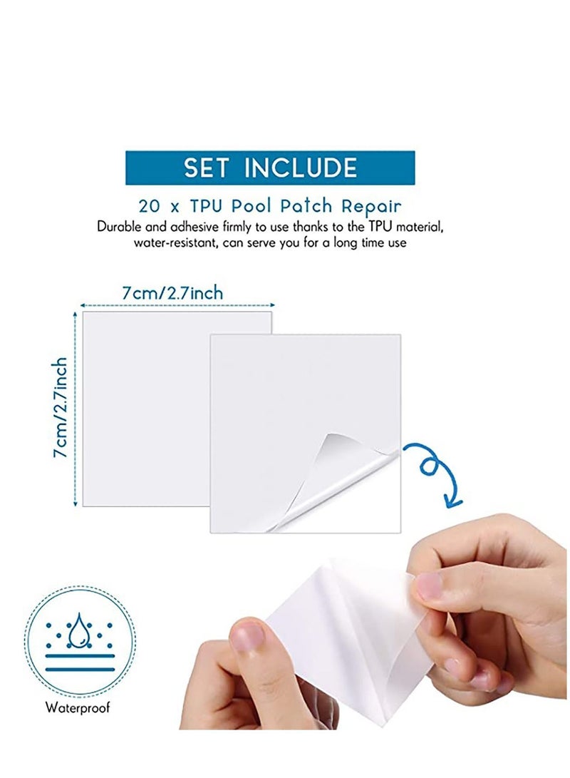 20 Pieces TPU Inflatable Patch Repair Kit, Air Mattresses Tool for Toys Swimming Pools Ring Boats