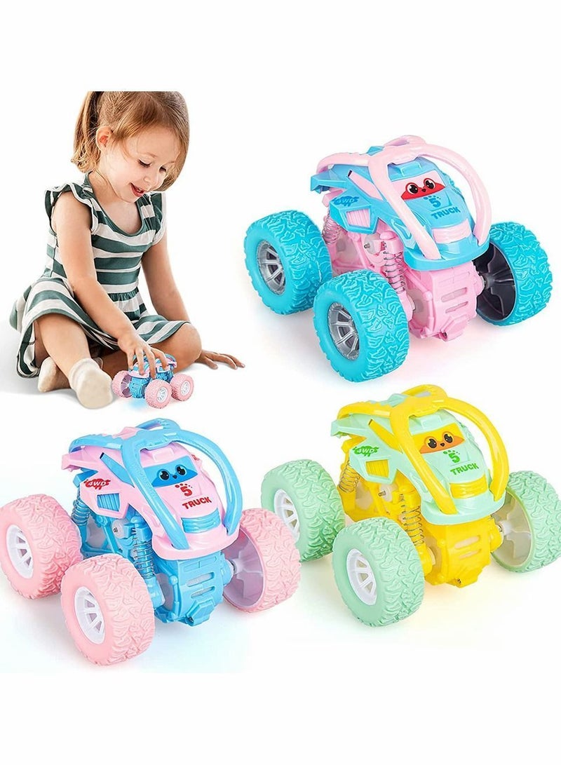 Car Toys for 2 3 4 Year Old Girls Boys Gifts, Pull Back Toy Cars Toddler Age 6, Monster Trucks Kids 1 5 6 Girl Birthday Truck Set (3 Pcs)