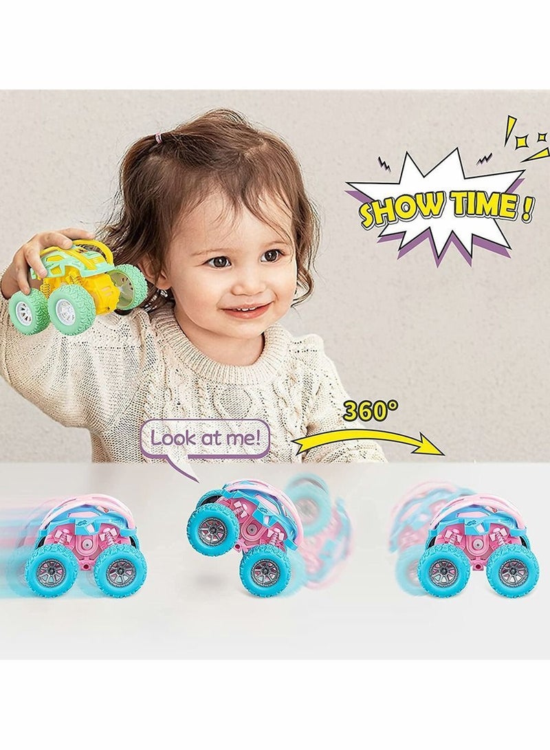 Car Toys for 2 3 4 Year Old Girls Boys Gifts, Pull Back Toy Cars Toddler Age 6, Monster Trucks Kids 1 5 6 Girl Birthday Truck Set (3 Pcs)