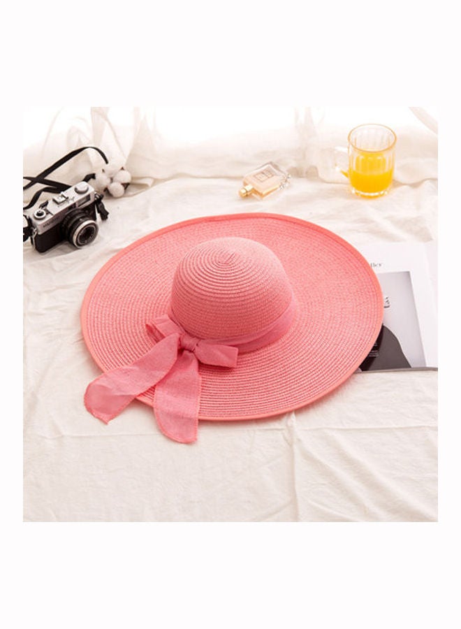 Wide Brim Straw Hat Pink