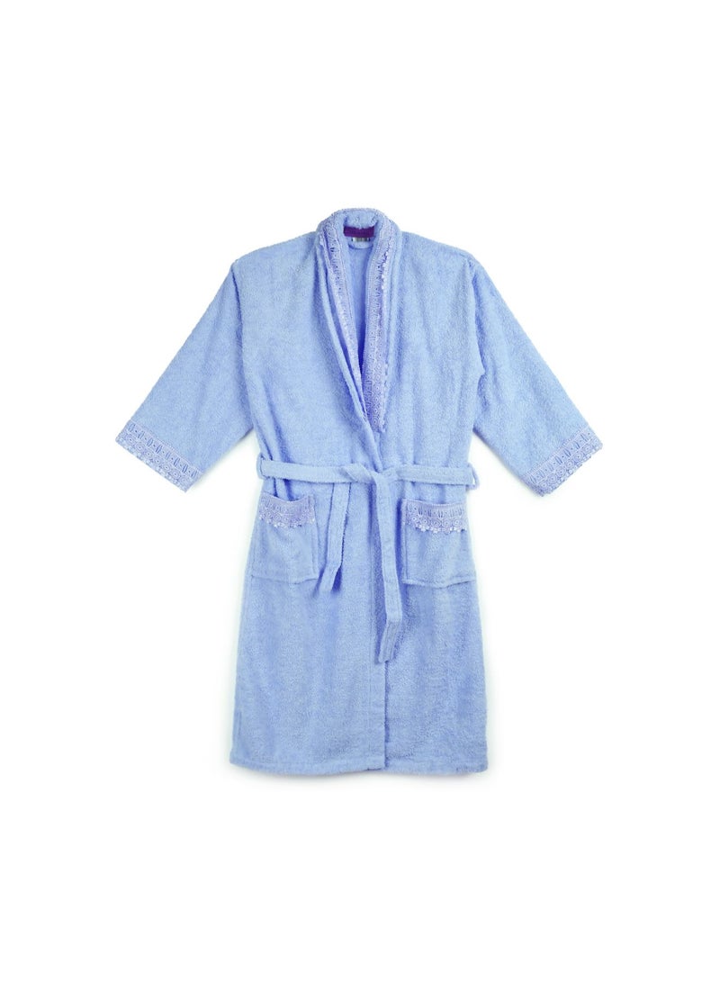 Bathrobe Without Lace Shawl Blue Large