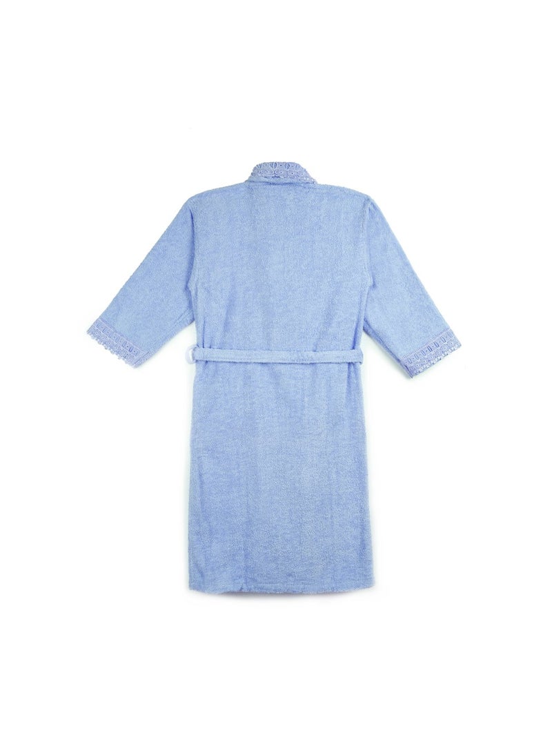 Bathrobe Without Lace Shawl Blue Large