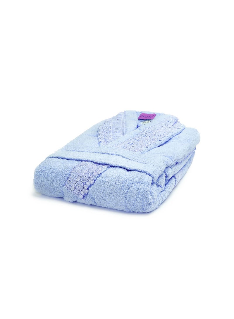 Bathrobe Without Lace Shawl Blue Large