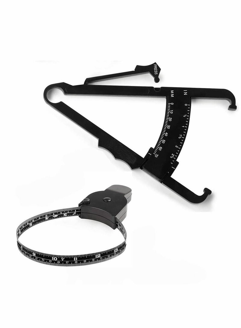 Body Fat Caliper and Measuring Tape for Skin Fold Analyzer BMI Measurement Tool Measure Lock Pin 2 Pack