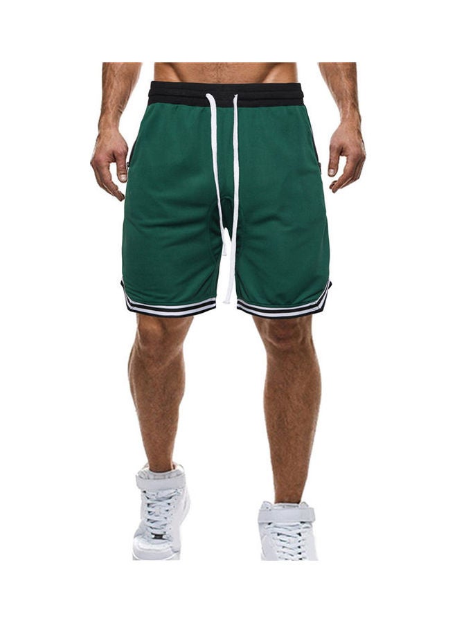 Plus Size Casual Men Striped Basketball Shorts Summer Drawstring Sports Pants Green