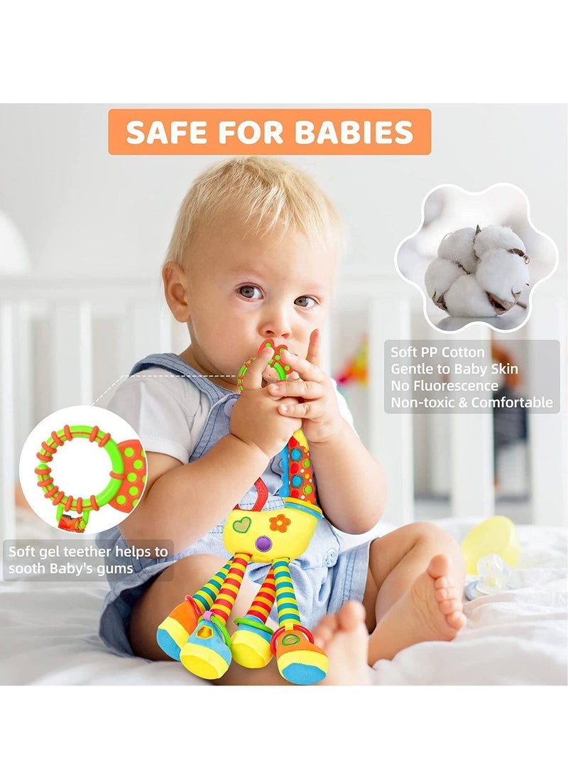 Car Seat Toys, Hanging Baby Stroller Toys Rattles 0-11 Months for Colorful Animal Bell Rattle Infants Sensory Soft Musical Moving Newborn Boys Girls Gifts