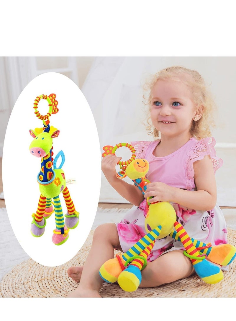 Car Seat Toys, Hanging Baby Stroller Toys Rattles 0-11 Months for Colorful Animal Bell Rattle Infants Sensory Soft Musical Moving Newborn Boys Girls Gifts