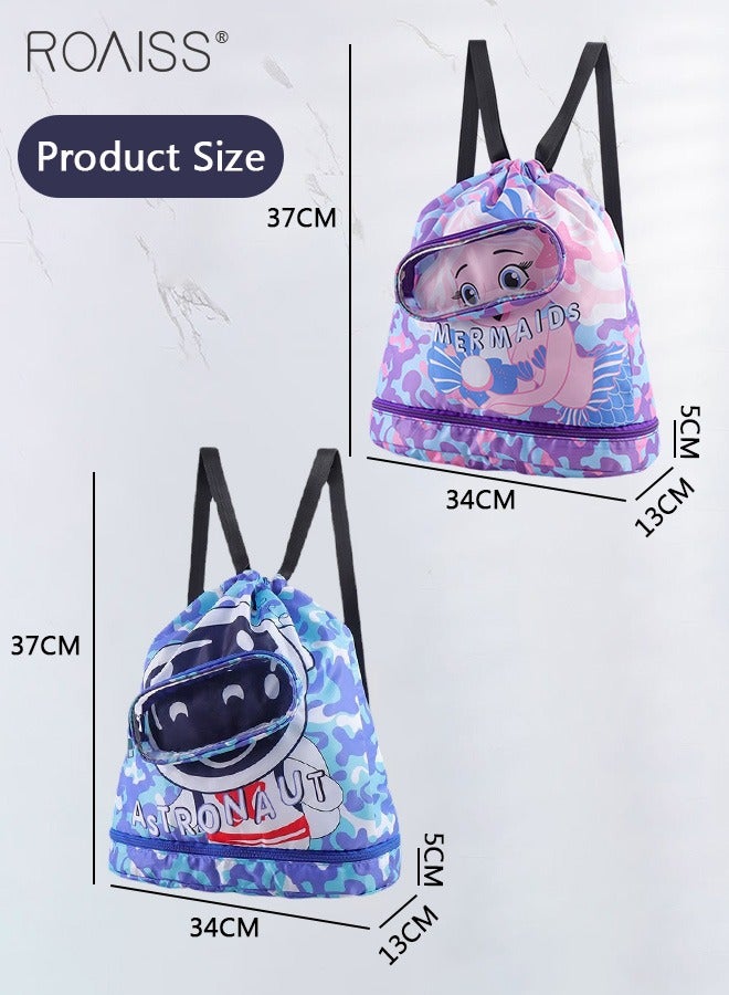 Kids Beach Backpack Set Waterproof Swim Bags Dry and Wet Separation Large Capacity Children Portable Sports Backpack with Independent Shoe Compartment