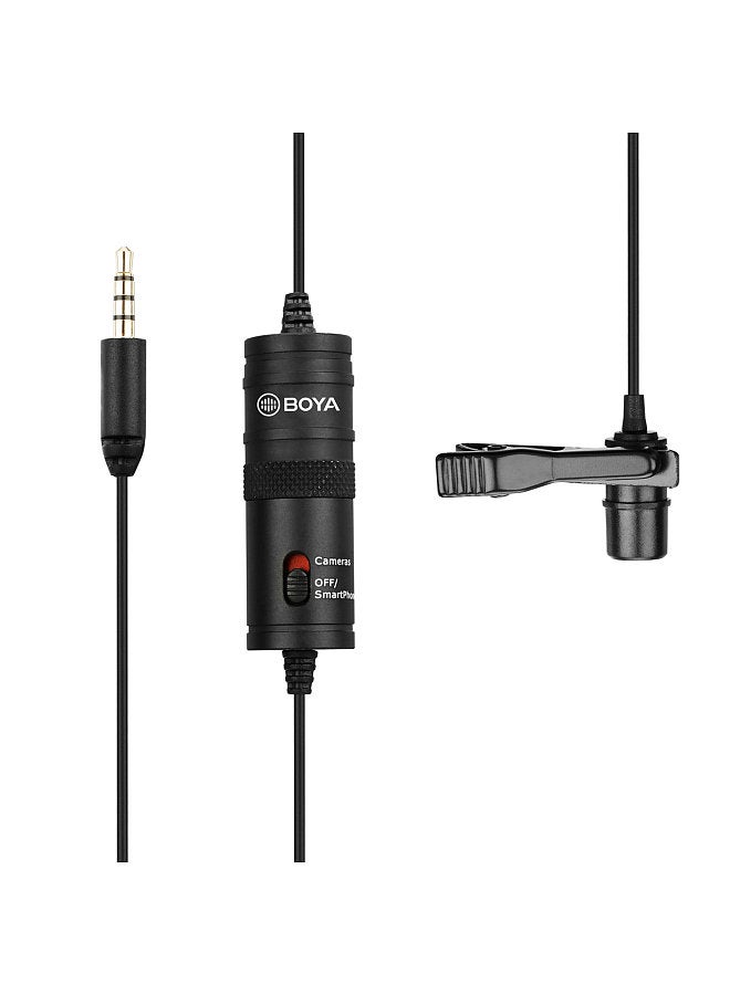 BOYA BY-M1 Omni-directional Lavalier Microphone Lapel Clip-on Condenser Mic with 3.5mm Plug for DSLR Camera Camcorder Smartphone PC