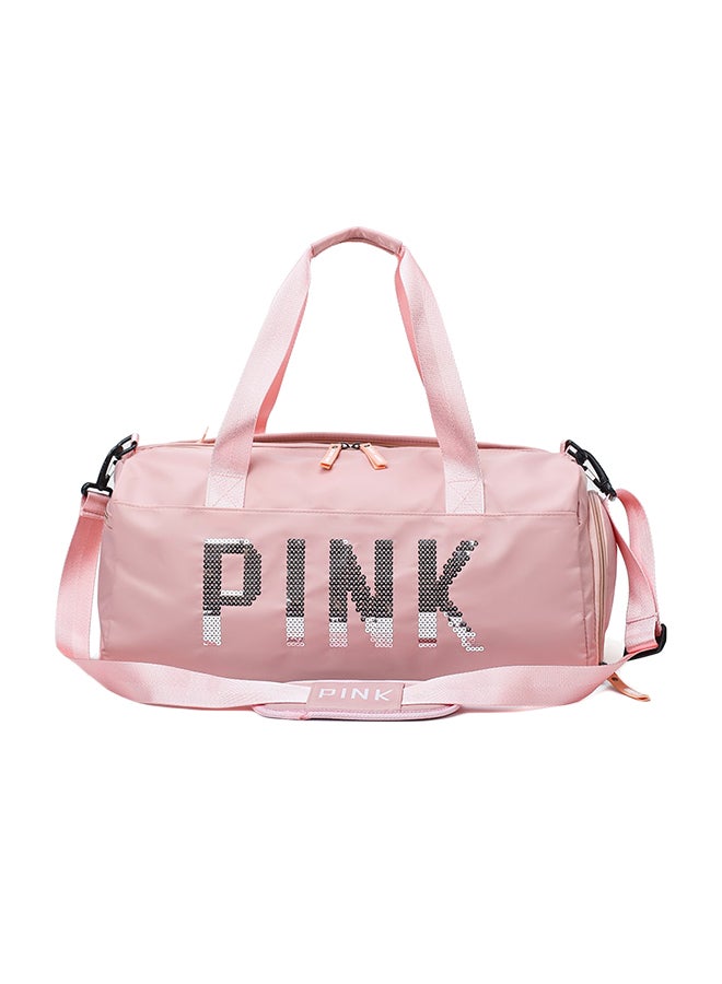 Large Capacity Letter Printed Sequins Duffel Bag Pink/Silver