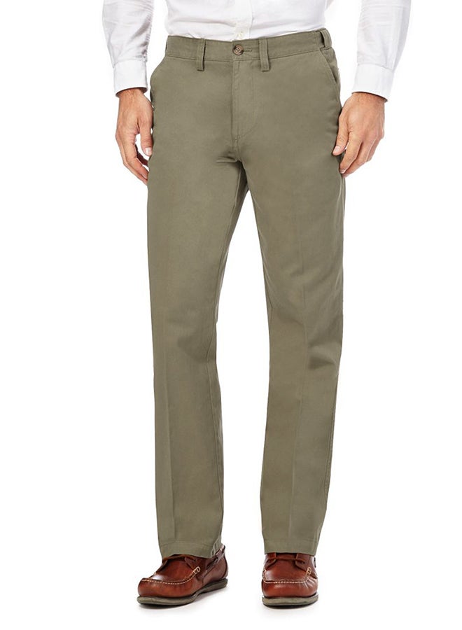 Solid Design Formal Pants Khaki