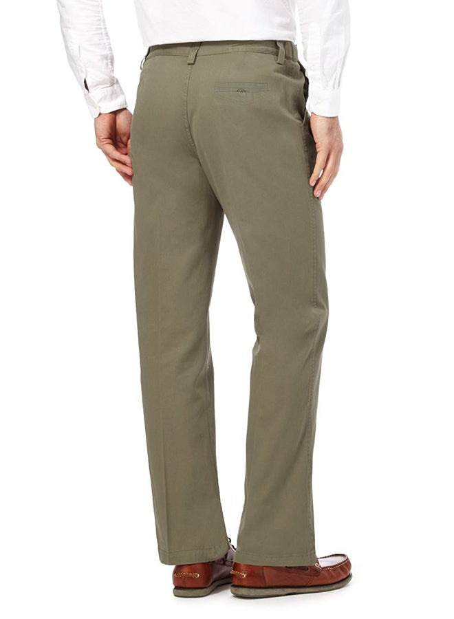 Solid Design Formal Pants Khaki