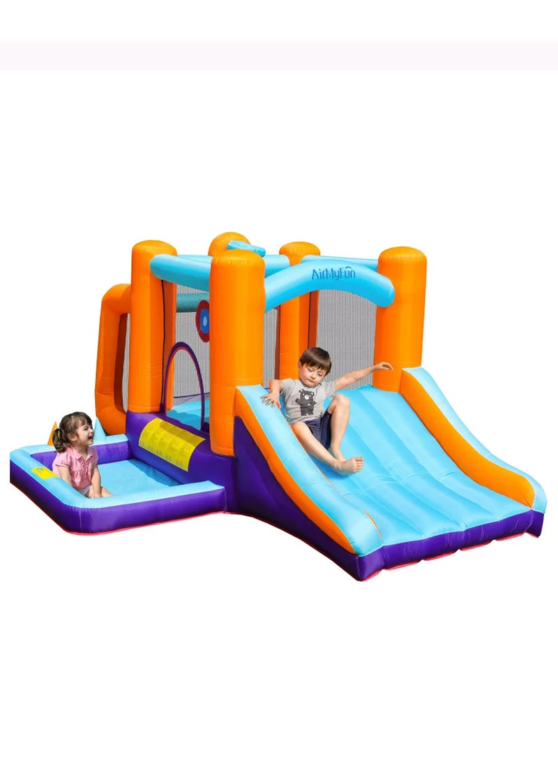 Inflatable Kids Bounce Jumping Castle for Kids Play house For Ball Pit Pool, Bouncing Area,Basketball Hoop,Football Playing,and Toss Game Outdoor & Indoor for Wet and Dry