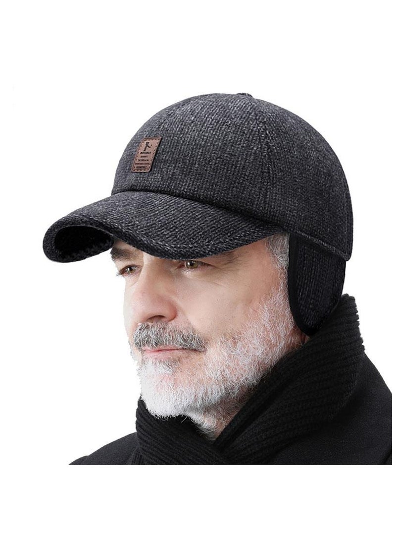 Fashionable Dad Outdoor Sports Golf Baseball Cap With Cold Protection And Warmth With Thickened Earmuffs