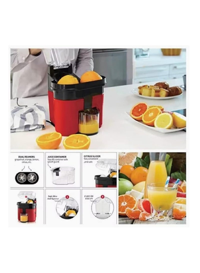 Delightful Duo Electric Double Twin Orange Juice Maker 90W Citrus Squeezer with Anti-Drip Valve for Fresh and Zesty Home Juicing Experience