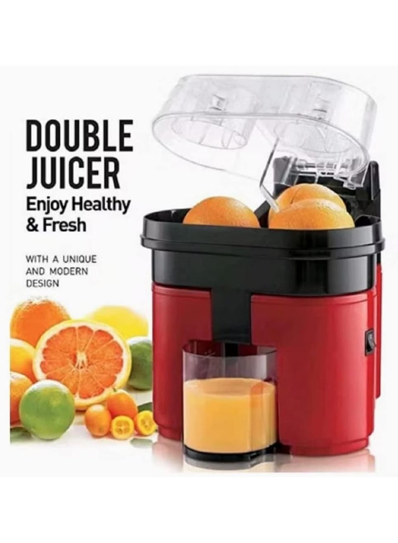 Delightful Duo Electric Double Twin Orange Juice Maker 90W Citrus Squeezer with Anti-Drip Valve for Fresh and Zesty Home Juicing Experience