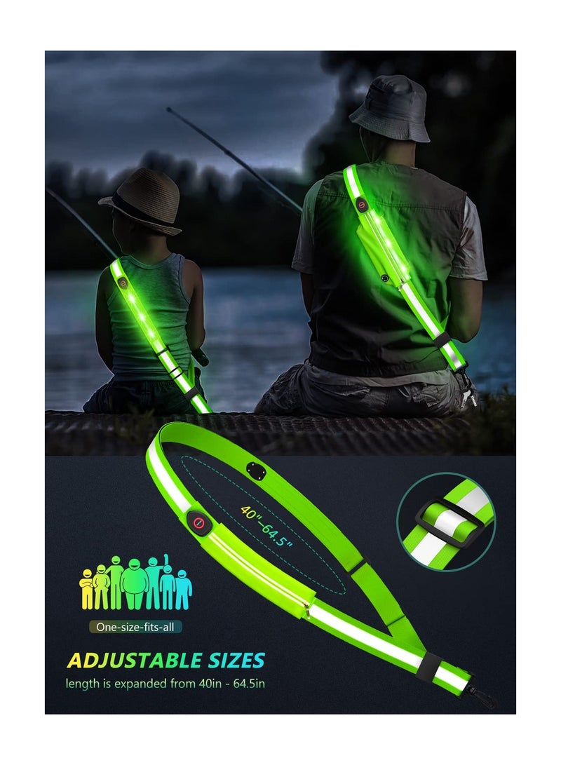 Reflective Belt, LED Reflective Belt Sash for Walking at Night, Night Running Safety Gear, High Visibility, Rechargeable, Durable, LED Light Up Running Belt, for Runners Walkers Men Women