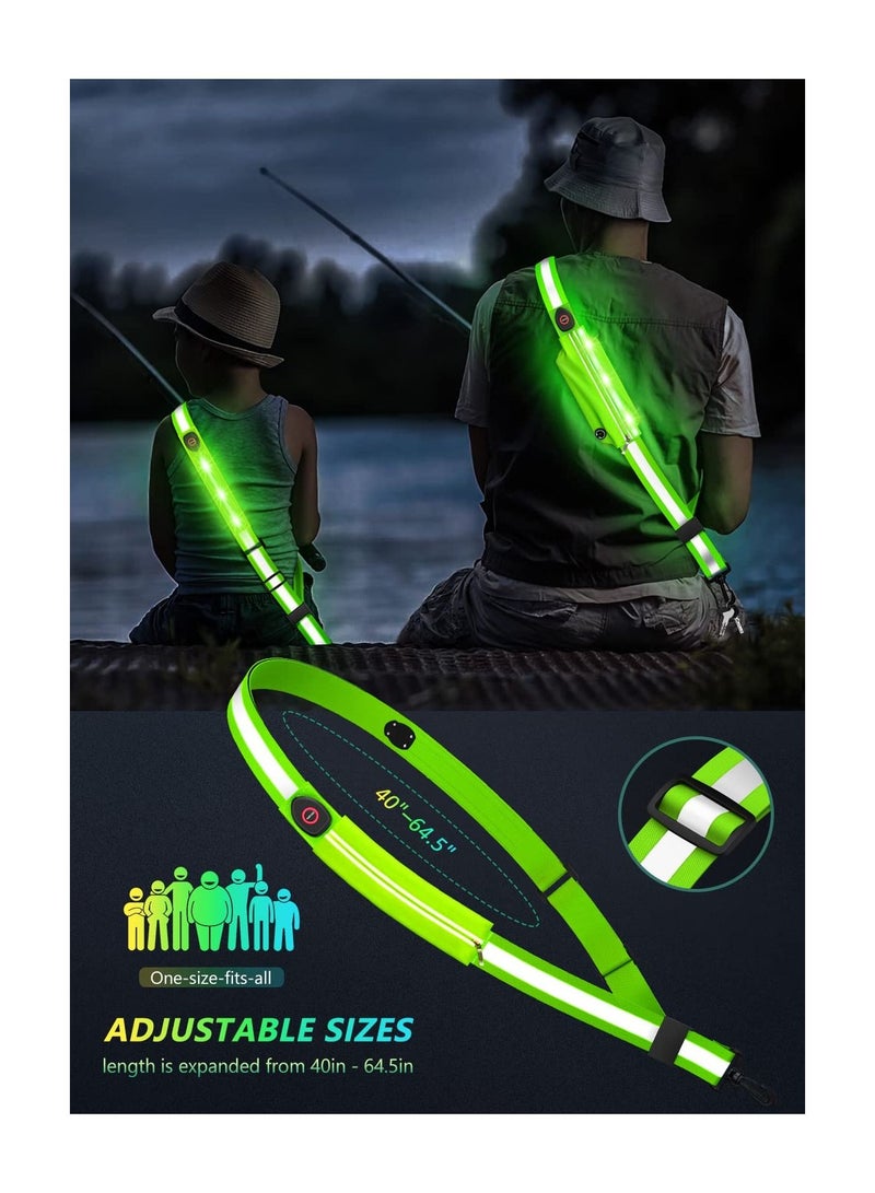 Reflective Belt, LED Reflective Belt Sash for Walking at Night, Night Running Safety Gear, High Visibility, Rechargeable, Durable, LED Light Up Running Belt, for Runners Walkers Men Women
