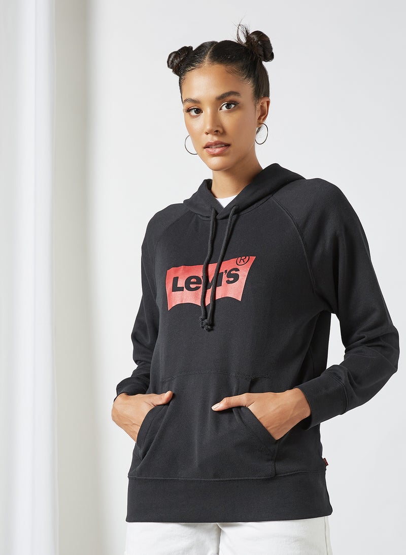 Graphic Logo Batwing Hoodie Black