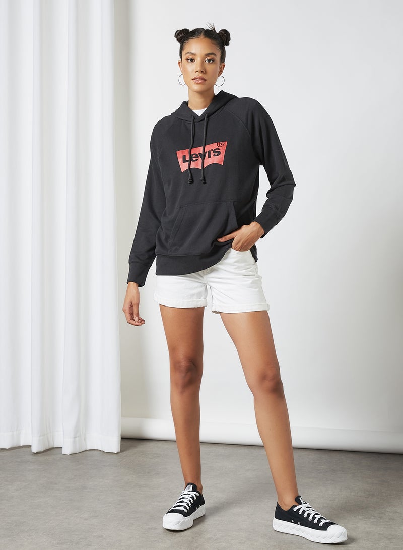 Graphic Logo Batwing Hoodie Black