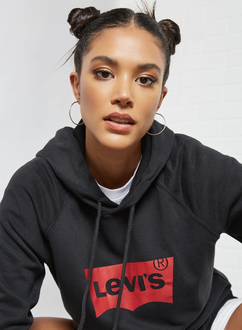 Graphic Logo Batwing Hoodie Black