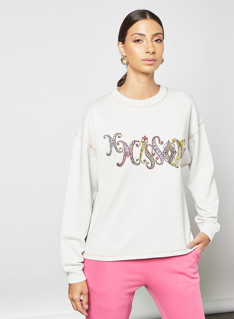 Graphic Front Sweatshirt White