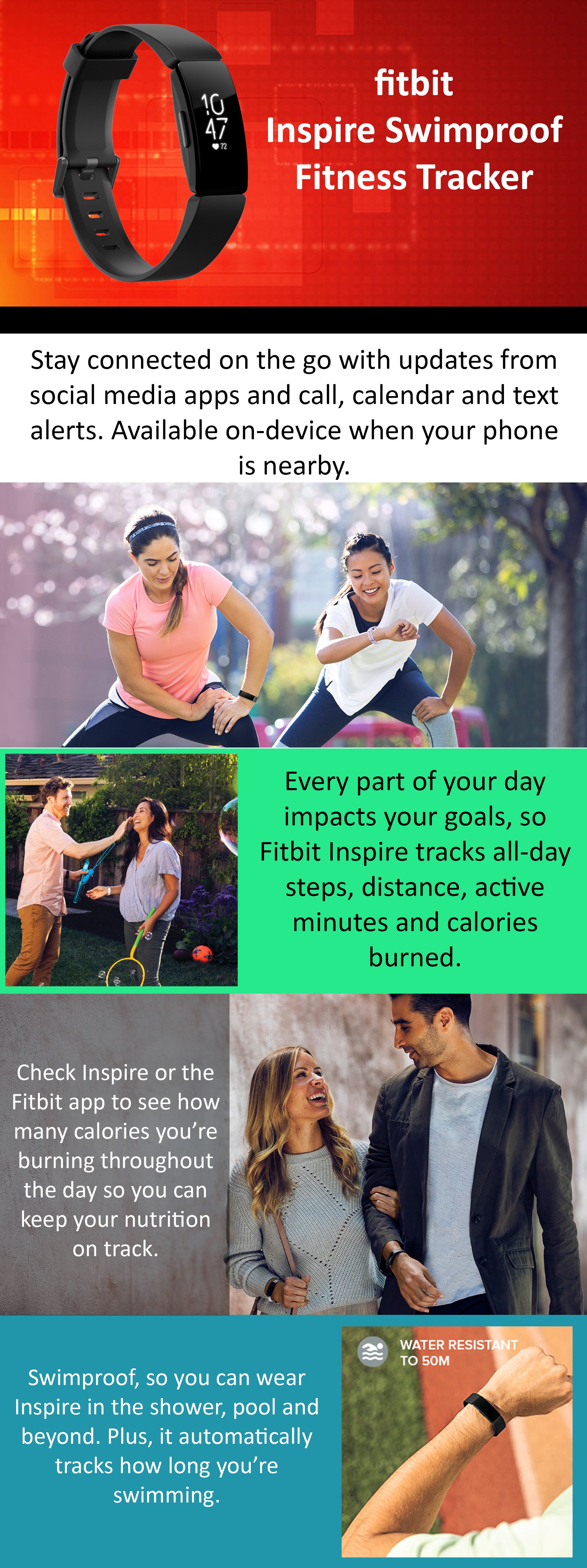 Inspire Swimproof Fitness Tracker Black