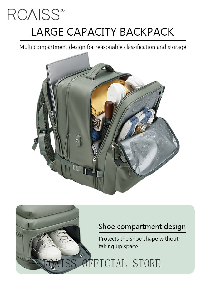 High Capacity Business Travel Backpack Expandable Luggage Bag for Short Trips Dry and Wet Separation Scientific Storage Business Computer Bag Simple Solid Color Design with Independent Shoe Storage