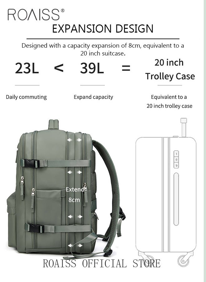 High Capacity Business Travel Backpack Expandable Luggage Bag for Short Trips Dry and Wet Separation Scientific Storage Business Computer Bag Simple Solid Color Design with Independent Shoe Storage