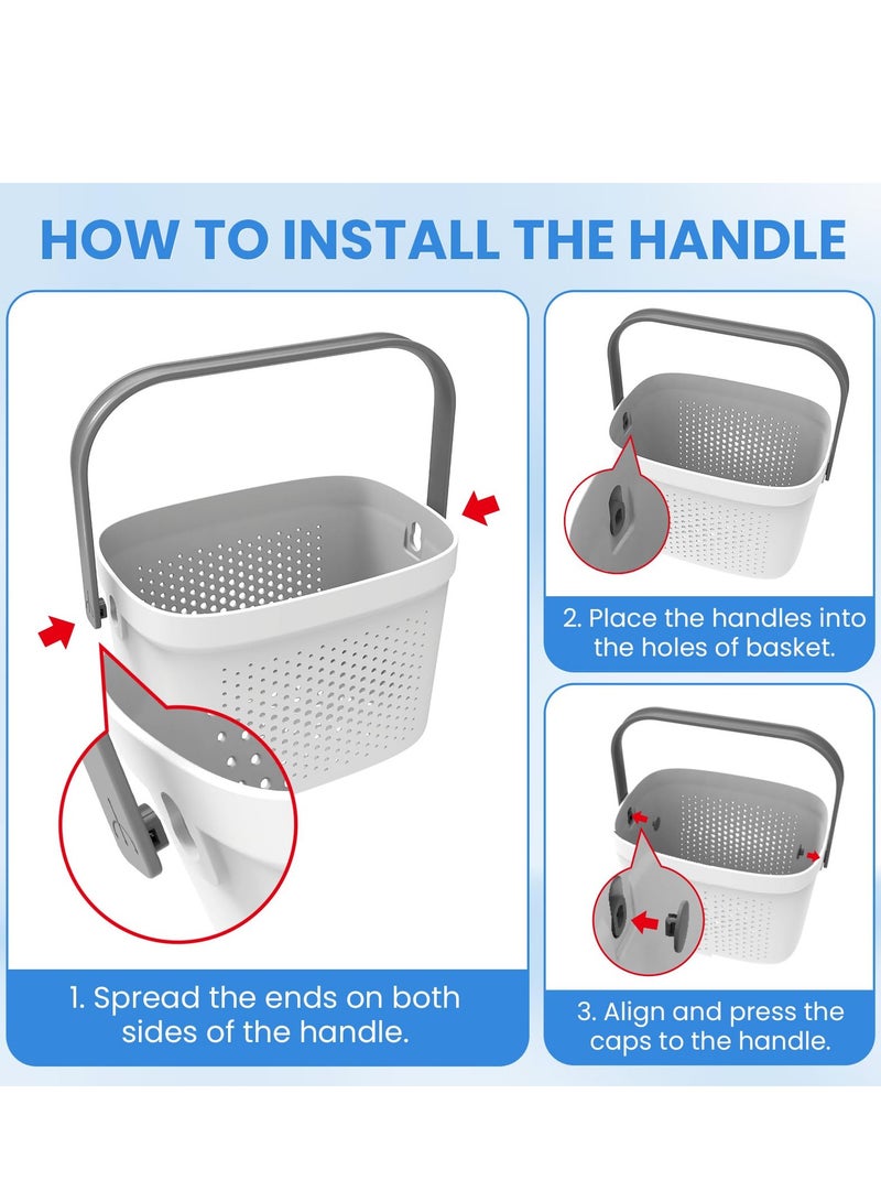 Versatile Shower Caddy Tote, Large Capacity, Durable Plastic Basket with Handle, Ideal for Dorm, College, Bathroom, Camping, Grey