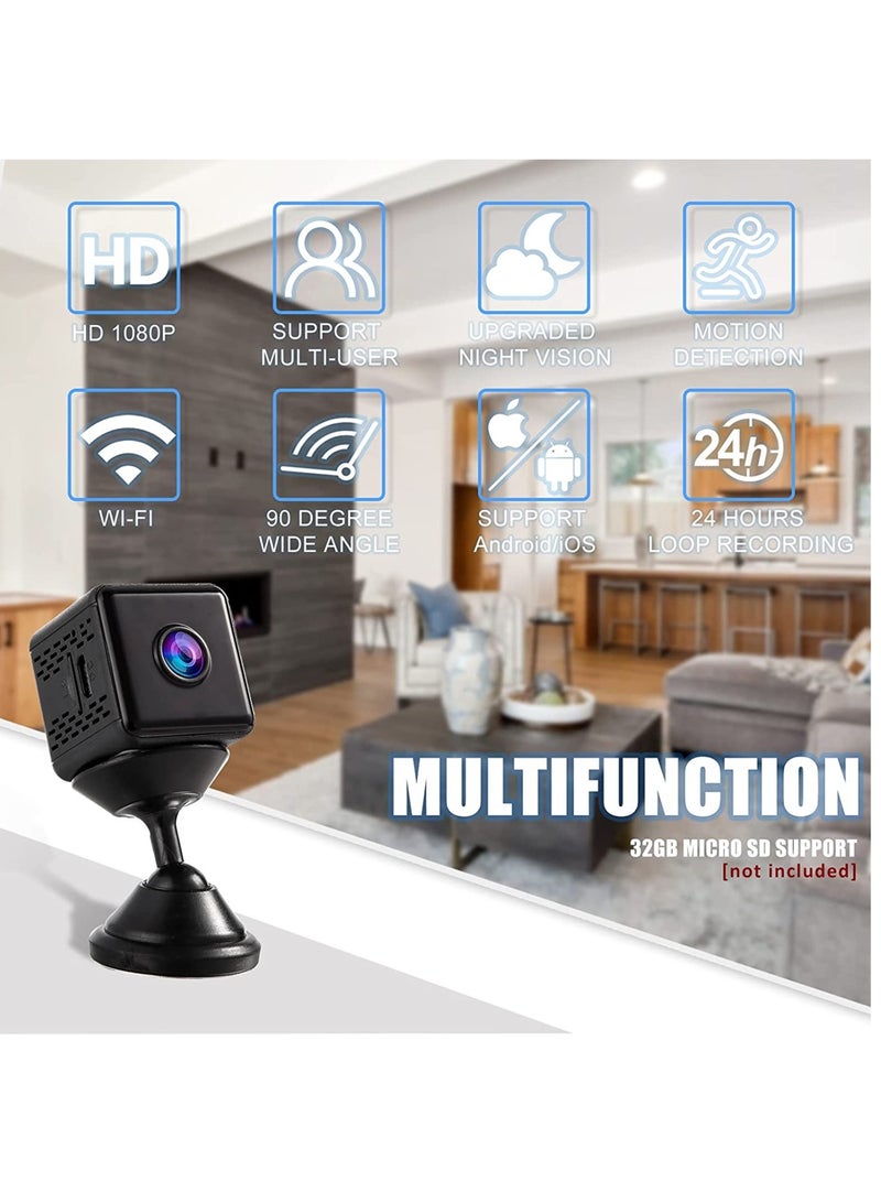Mini HD 4K Nanny Camera Night Vision And Motion Detection-Wireless WiFi With Remote Control Black Belt 32GB Memory Card
