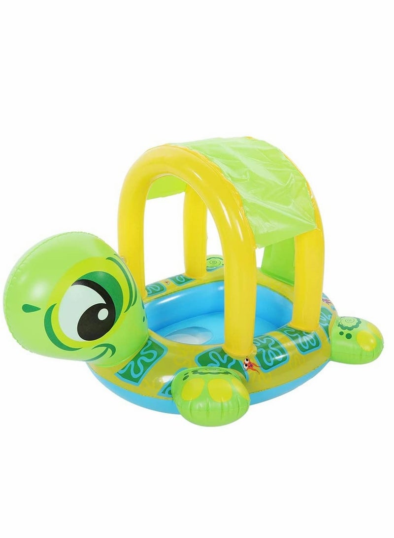Tortoise Awning Swimming Laps Seat Float Boat Water Sports Inflatable Pool Boat, Cute Animal Shape Swimming Rings, For The Age 1-3 Years Old Kids For Outdoor And Summer Swimming Pool Party