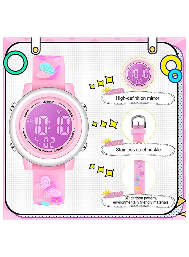 Toddler Kids Digital Watches for Girls Boys, 3D Cute Cartoon 7 Color Lights Waterproof Sport Electronic Wrist Watch with Alarm Stopwatch for 3-10 Year Children