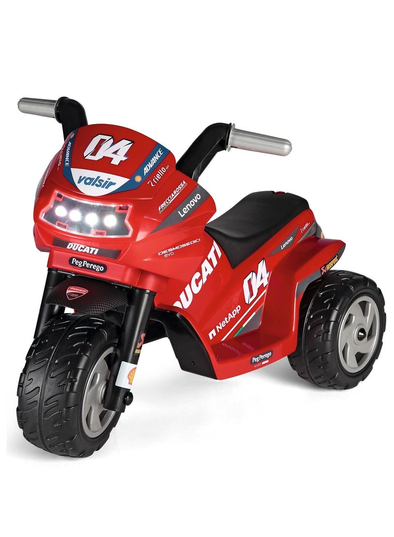 Ducati Mini Evo Ride on Toy, Rechargeable Battery Operated Motorcycle For Kids/Toddler With Lights And Sounds Suitable From 1-Red