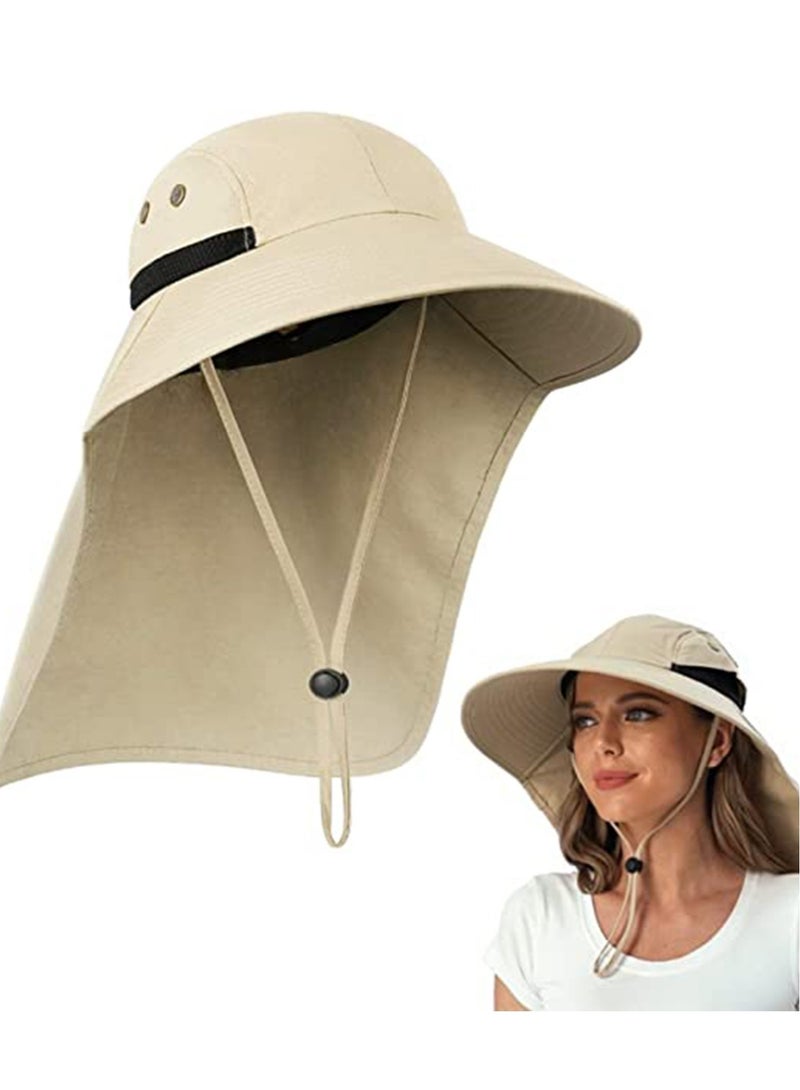 Outdoor Sunshade Hat with 50 + UPF Protective Wide Brim Fisherman's with Neck Flap Sunscreen Anti Mosquito Ultraviolet Go Out Fishing Play For Men and Women