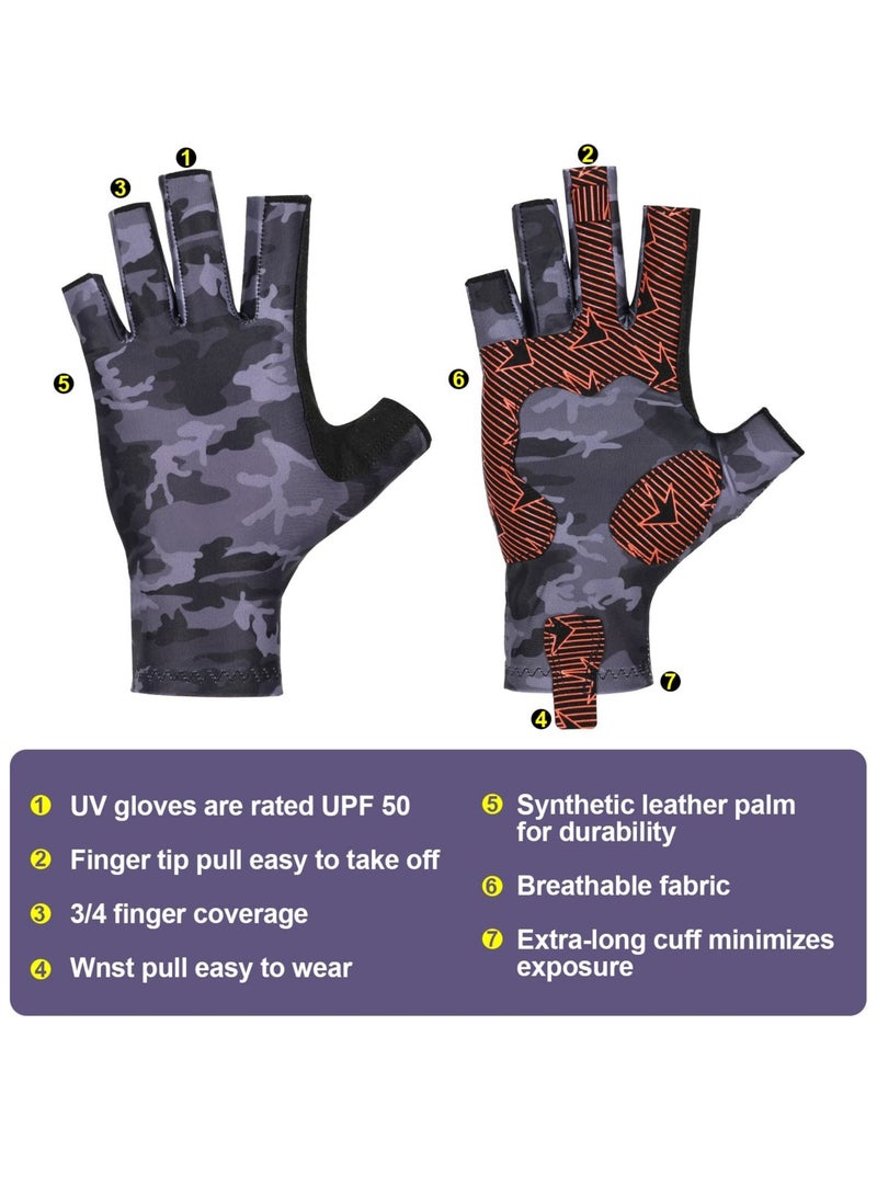 Camouflage Fishing Gloves  Gloves with Silicone Pro Anti-Slip Sun Protection Breathable Lightweight Archery Accessories Hunting Outdoors