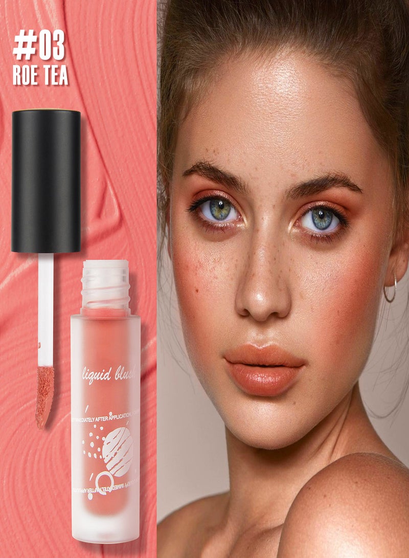 Liquid Blush Matte  3PCS Girl Soft Matte Cream Blush Liquid Blush Cream Blush Makeup Lightweight Long Lasting Waterproof Natural-Looking Advanced Hazy Feeling Natural-Looking Smooth