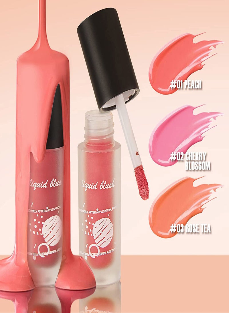 Liquid Blush Matte  3PCS Girl Soft Matte Cream Blush Liquid Blush Cream Blush Makeup Lightweight Long Lasting Waterproof Natural-Looking Advanced Hazy Feeling Natural-Looking Smooth