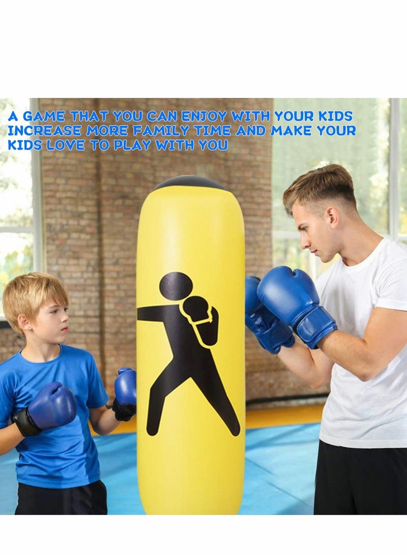 Punching Bag for Kidsand Adults with Stand, Inflatable Boxing 63”Freestanding Karate, Home Practice Immediate Bounce-Back to Release Stress