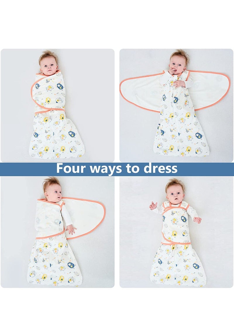 SYOSI Baby Swaddle Wearable Blanket 3-Way Adjustable Transtion Sleep Sack 100% Cotton Wrap with Beanie Cap Infant for Newborn Boy Girl 0-6 Months