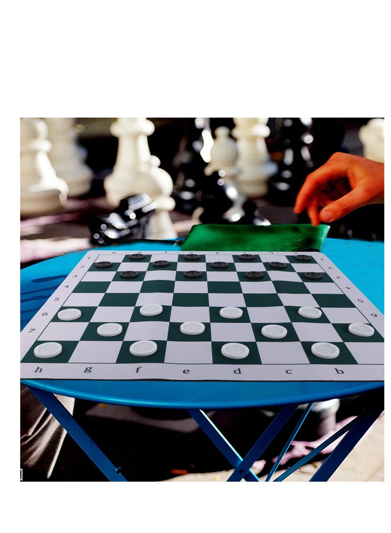 Portable Chess & Checkers Set, 2 in 1 Travel Board Games for Kids and Adults, Folding Roll up Chess Game Sets,Tournament Thick Mousepad Mat with Storage Bag