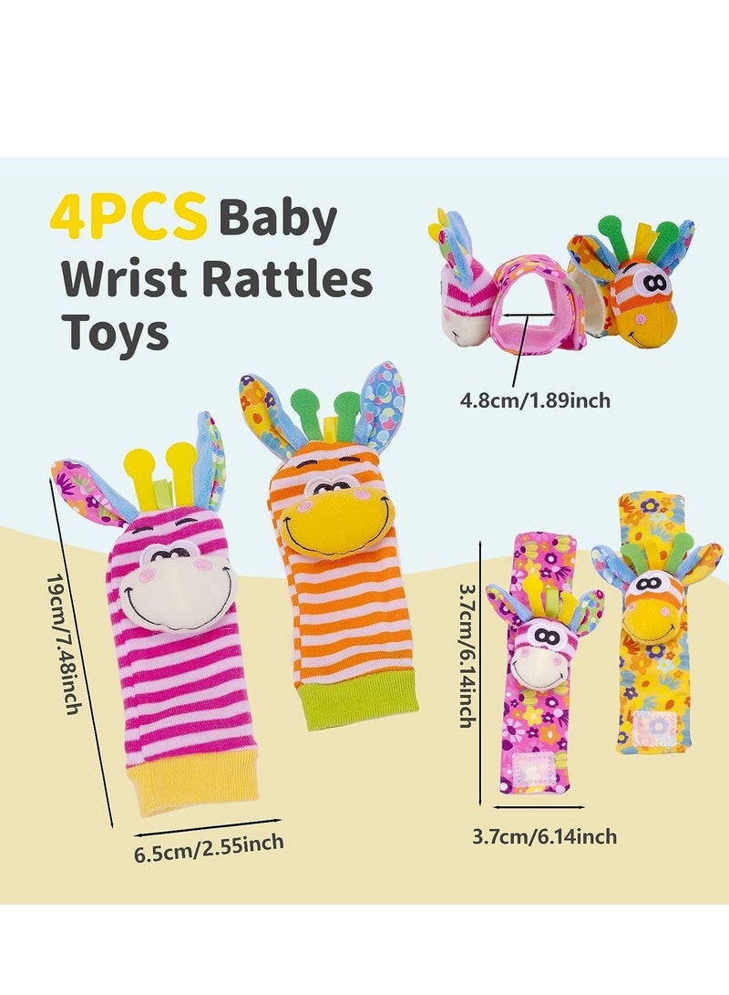 Wrist Rattles Baby Sock Toys Set Soft Sensory for Babies Cartoon Animal Rattle Foot Early Development Toy Shower Birth Gift Newborn Infant colorful