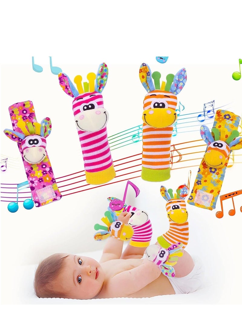 Wrist Rattles Baby Sock Toys Set Soft Sensory for Babies Cartoon Animal Rattle Foot Early Development Toy Shower Birth Gift Newborn Infant colorful