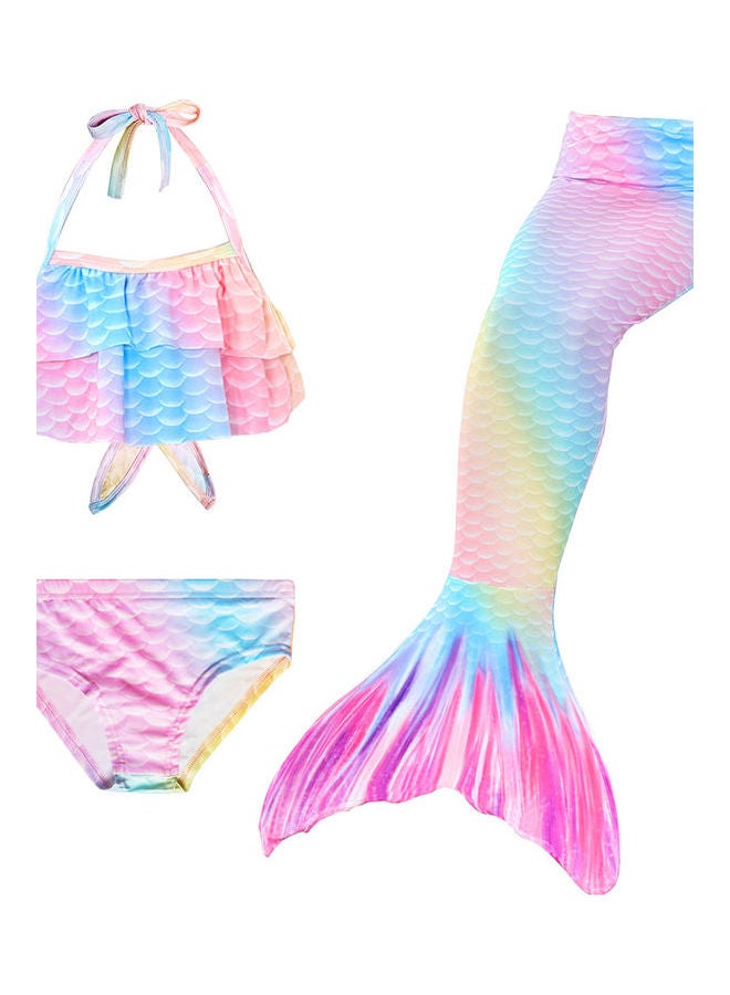 3 Piece Kid Swimwear Mermaid Swimsuit for 3-12 Years Pink